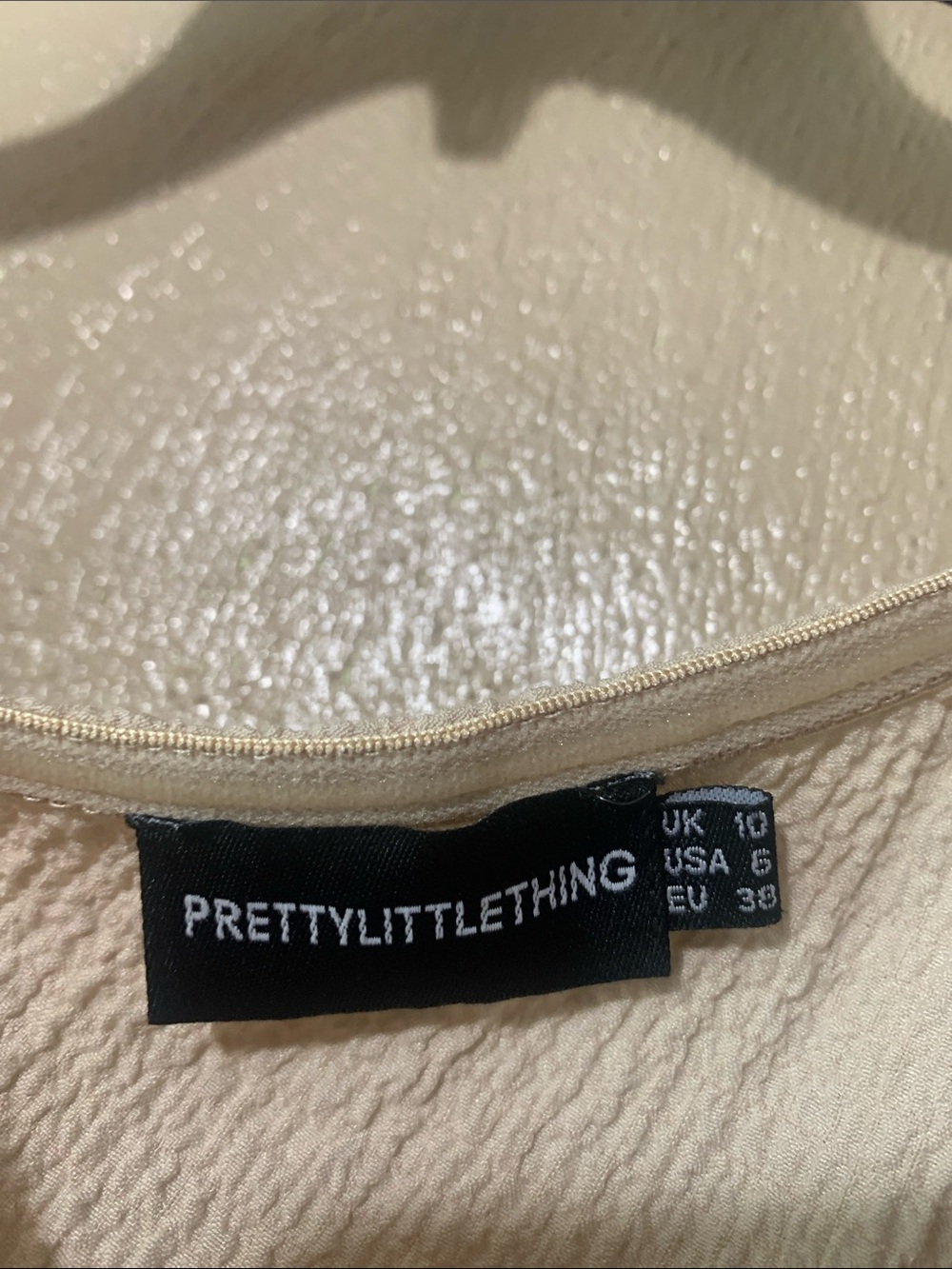 PrettyLittleThing size 6 Cream One-Shoulder Ruffle Asymmetrical Dress - Picture 5 of 5